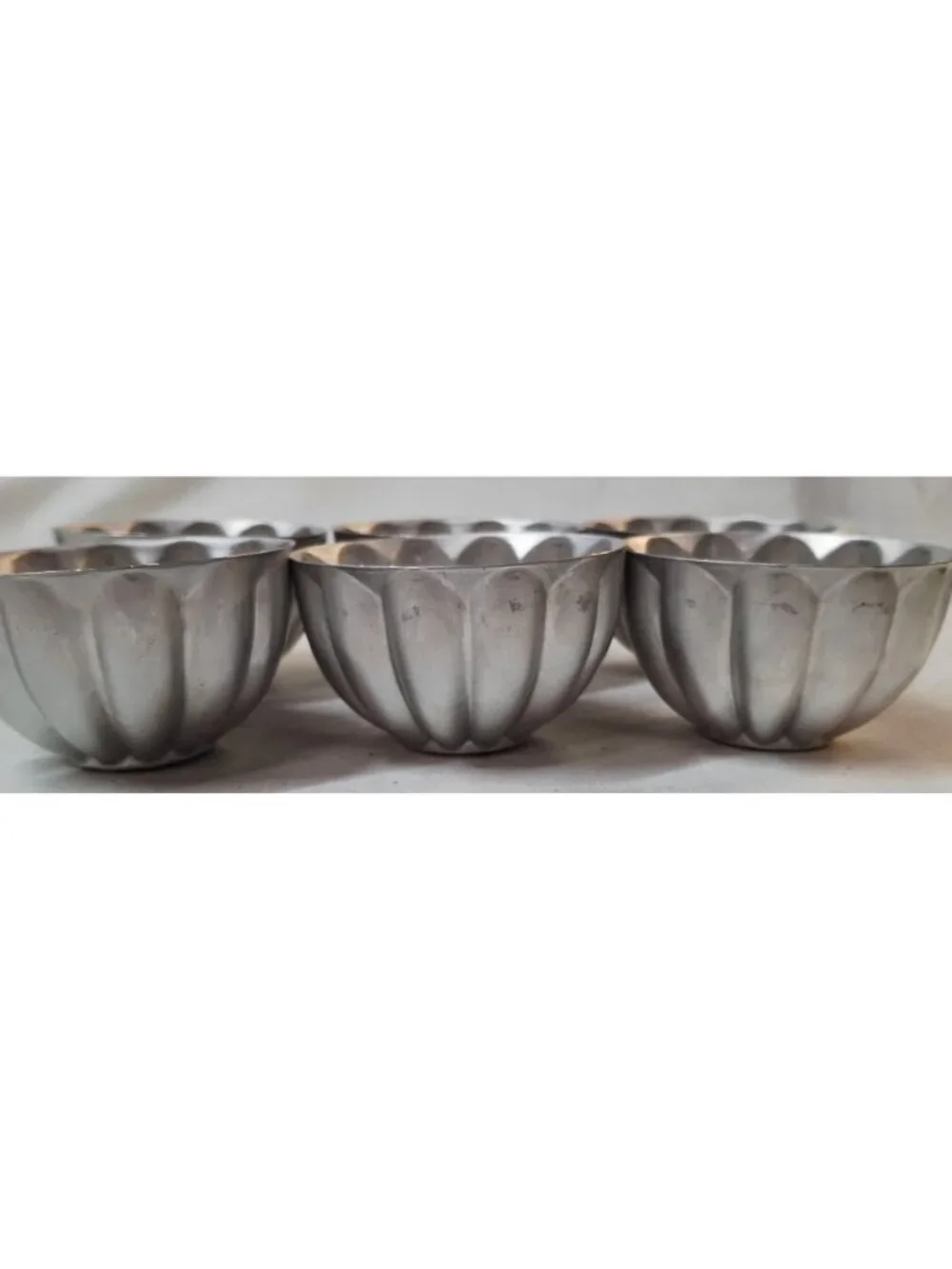 Vintage Jell-O Aluminum Mold Set Of 6 Retro Fluted Dessert Cups For Baking Or Ge